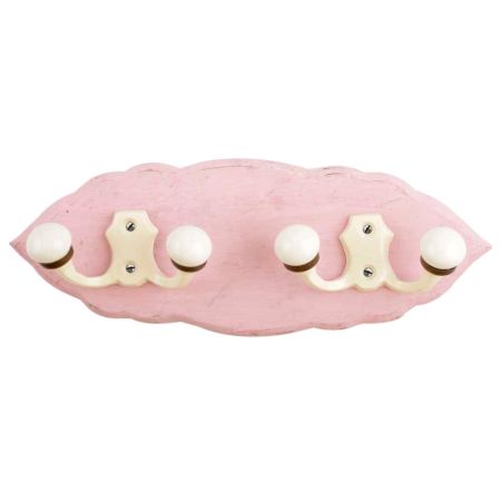 Pink Cream Double Loop Ceramic Iron Wooden Hooks